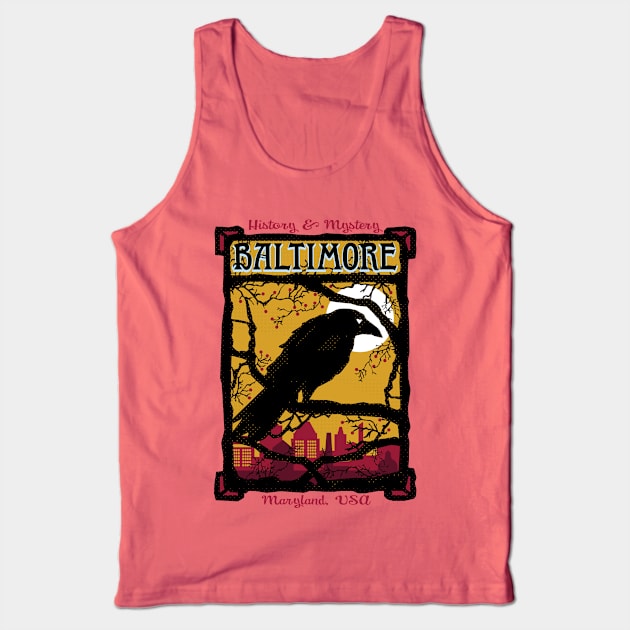 Charm City, Baltimore Raven Watches Over City, Design for Baltimore Lovers Tank Top by penandinkdesign@hotmail.com